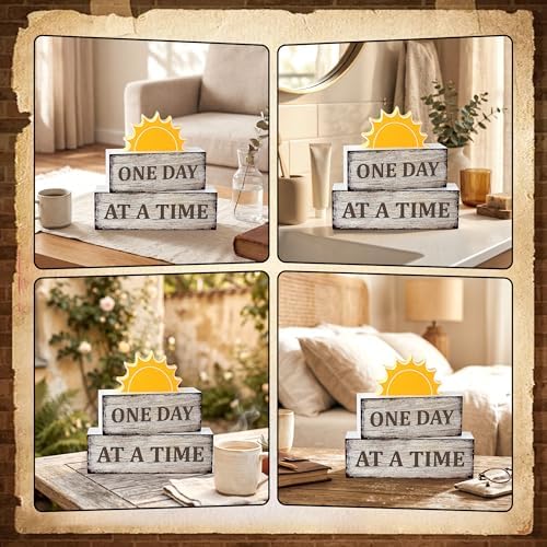 3 Pcs Sobriety Wooden Tiered Tray Decor, Sober Decorations Gifts for Women Men, Inspirational Table Centerpiece for Home Mantel Kitchen Office - Image 6