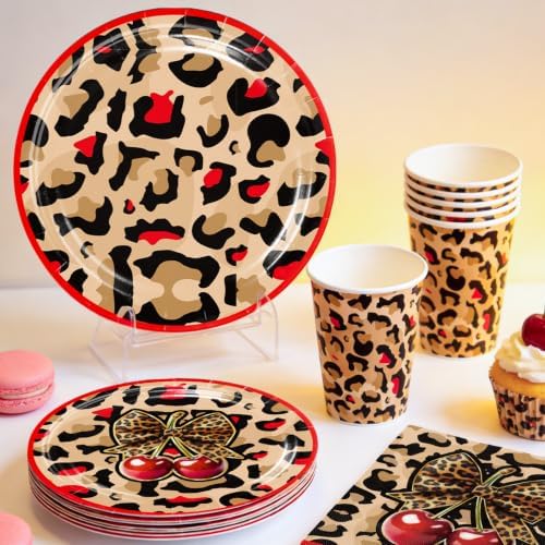 208PCS wellspar Cheetah Print Birthday Decorations Tableware Set, 25 Guests - Image 5