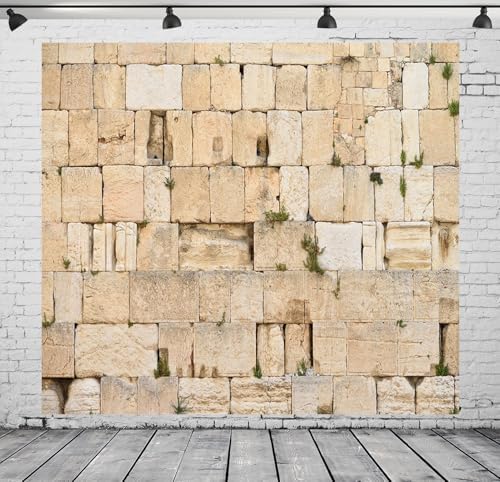 BELECO 8x8ft Fabric Western Wall Backdrop - Jerusalem Wailing Wall, Old City of Israel - Judaism Spirituality Worship Religious Church Event Room Decor Photo Booth Studio Props by BELECO