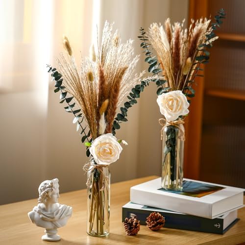 Qinyoung 10 Set Dried Pampas Grass Table Centerpiece for Wedding, White - Image 4