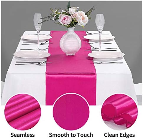 5-Pack Satin Table Runner Fuchsia 12 x 108 inches Long, Table Runners for Wedding, Birthday Parties, Banquets Decorations（5 Pack, 12x108 Inch, Fuchsia） - Image 3
