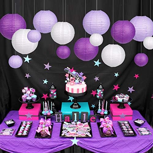 Round Hanging Paper Lanterns Purple Party Decorations 15pcs - Image 5