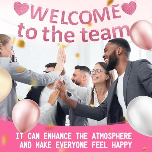 Pre-Strung Glitter Welcome to the Team Banner Welcome Banner Welcome Decorations for Office New Hire Events Corporate Onboarding & Team Building Parties (Rose Gold) - Image 7