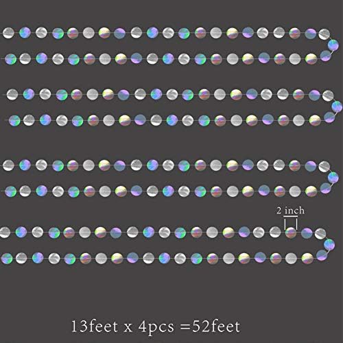 Cheerland Iridescent Party Decorations Holographic Circle Garlands Disco Theme Birthday Decorations Bachelorette Hanging Streamers Banner Graduation Decor Euphoria Karaoke Music Party Backdrop - Image 3