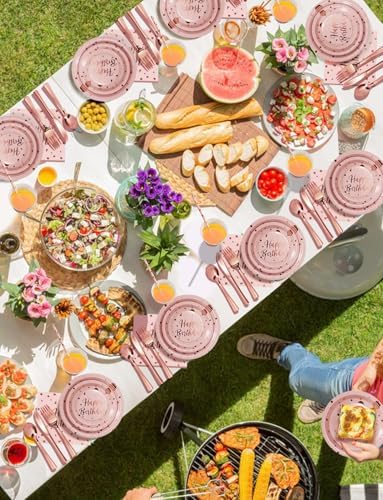 Nkaiso 161 Pcs Pink and Rosegold Birthday Plates and Napkins Set -20 Serves - Image 6