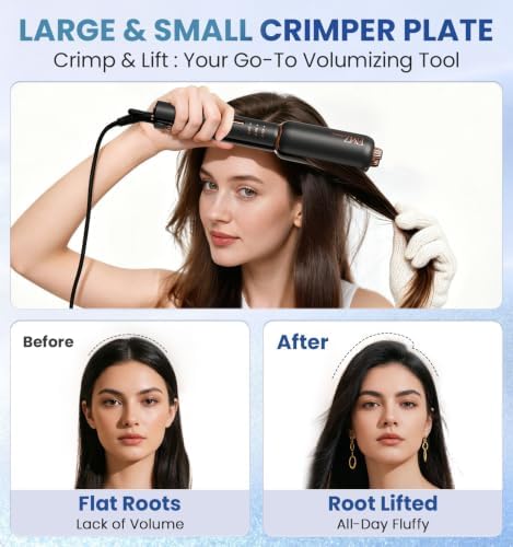 FMZ Flat Iron Hair Straightener, Titanium Ceramic Hair Straighteners for Women, Rotating 4-in-1 Dual Voltage Travel Flat Iron for Straightening, Curling, Volumizing, Root Lift, 10s Fast Heat, Black - Image 4