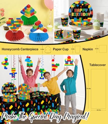 310PCS Building Block Birthday Decorations Serves 25 - Image 5