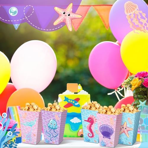 Gueevin 24 Pcs Mermaid Popcorn Boxes Treat Boxes Candy Holder Container - Image 5