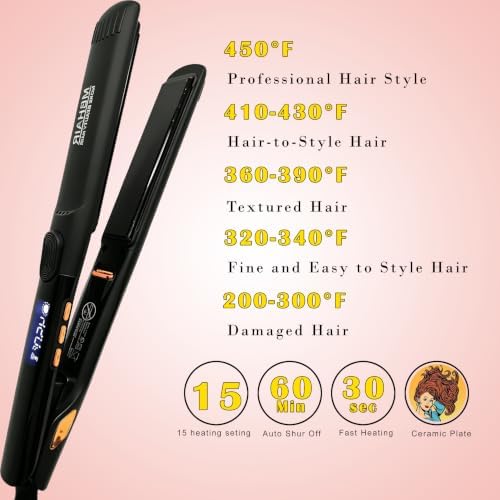 MBHAIR Flat Iron Hair Straightener Curler 2 in 1,Ceramic 1″ Instant Heat up - Image 3