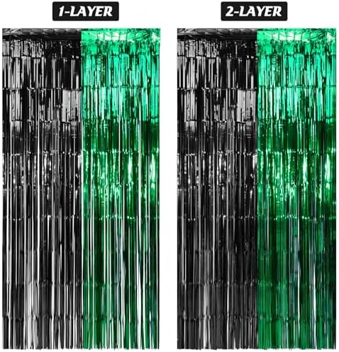 6Pack 3.3Ft x 6.6Ft Graduation Foil Fringe Curtain Backdrop Decorations, Green Black Metallic Tinsel Foil Streamers Curtain Photo Booth Background for Graduation Prom Wedding Birthday Party Decoration - Image 5