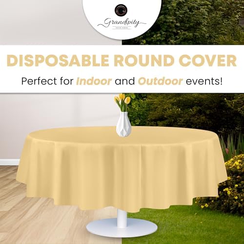 Grandipity Plastic Table Cloth Disposable 12 Pack 84" Round Ivory - Image 5