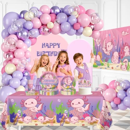 Axolotl Themed Birthday Party Supplies, Axolotl Party Decorations 205 Pcs - Image 6