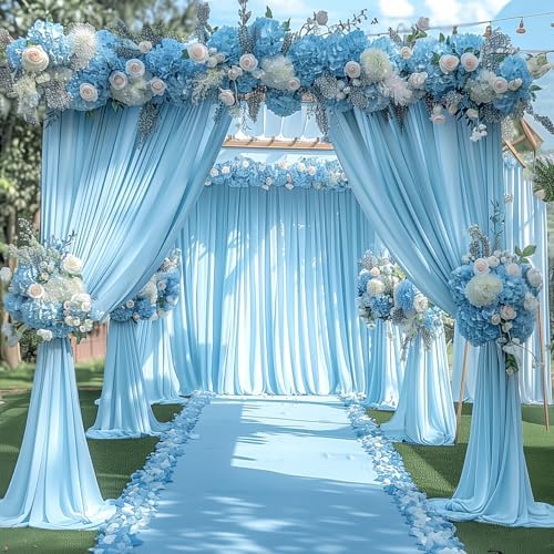 40x10FT Baby Blue Backdrop Curtains for Wedding Parties, Wrinkle Free Polyester Photography Backdrop Drapes for Wedding Baby Shower Birthday Parties Stage Background Stand Decorations 4x10ft,10 Panels - Image 7