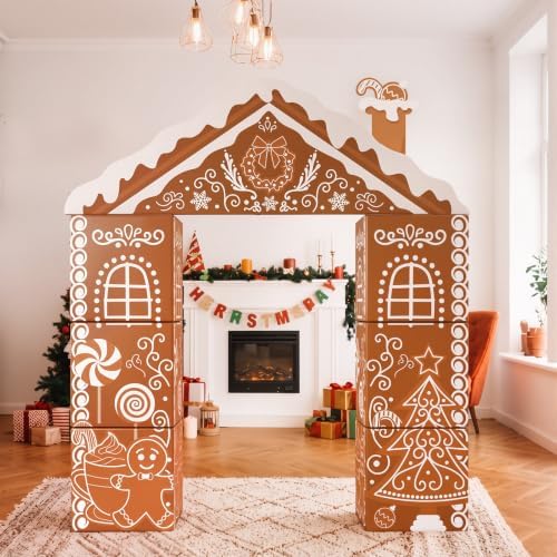 Bucherry 7 Pcs Gingerbread House Decor Christmas Cardboard Playhouse - Image 4