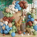 Sage Green Brown Balloon Arch Garland Kit, Olive Green Cream Nude Safari Balloons Brown Coffee Beige Light Blue Giraffe Print Balloons for Jungle Hunting Woodland Birthday Baby Shower Wild Decorations by Paeyeq