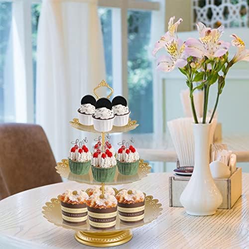 Hedume Set of 10 Cake Stand, Metal Cupcake Stand Set with Multiple Combination Styles, Dessert Plate Cake Serving Tray Candy Fruit Display Tower for Wedding, Birthday Party, Baby Shower, Anniversary - Image 7