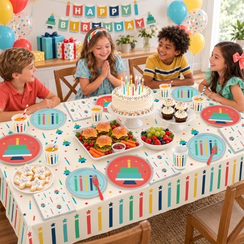 Happy Birthday Decorations for Kids, Birthday Plates and Napkins Set for 24 - Image 7