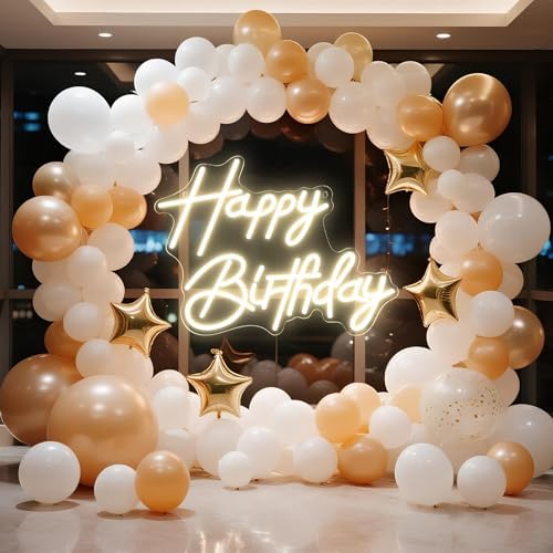 Happy Birthday Neon Sign for Wall Decor, LED Happy Birthday Light Up Sign, Dimmable LED Birthday Neon Light for Birthday Party Decorations Backdrop, Warm White - Image 2