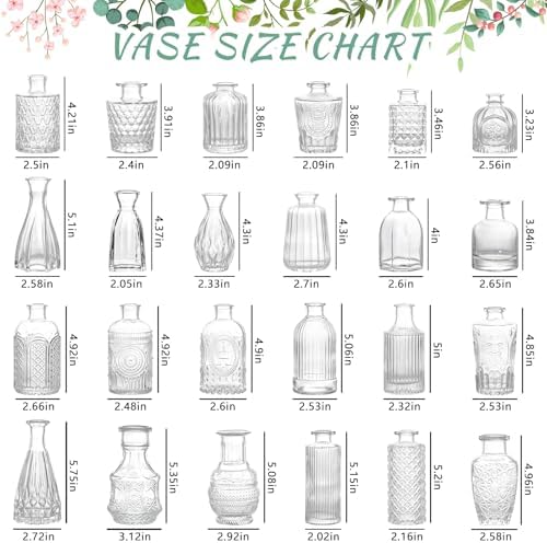 SUPMIND 24pcs Glass Bud Vase Set, Clear Small Flower Vases for Centerpieces - Image 3