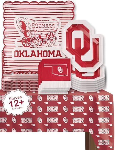 Oklahoma Graduation Decorations OU Sooners Party Supplies Plates 37 Pc by PartyKandyDecorGifts