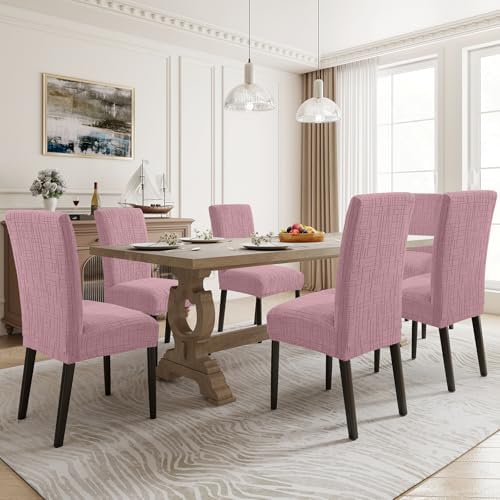 Super Stretch Chair Covers for Dining Chairs Set of 4, Pink - Image 2