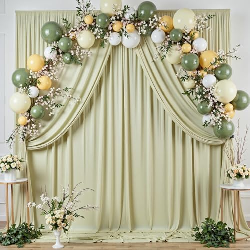 10 ft x 10 ft Wrinkle Free Light Green Backdrop Curtain for Parties, Thick Green Polyester Photo Backdrop Drapes for Baby Shower Wedding Engagement Birthday Party Backdrop Stand,5ft x 10ft 2 Panels - Image 2