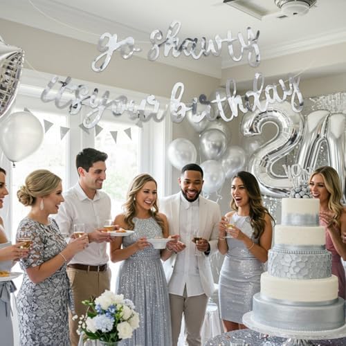 BEISHIDA Bright Silver Pre-Strung Go Shawty It's Your Birthday Banner Decor - Image 4