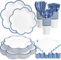 350 Pcs Dark Blue and White Paper Plates and Napkins Set by Unknown