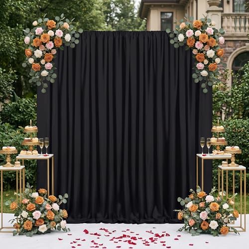 Black Backdrop Curtains 10ftx8ft Halloween Polyester Photo Drapes by SoarDream