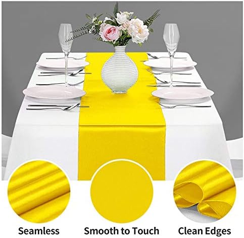 10-Pack Satin Table Runner Yellow 12 x 108 inches Long, Table Runners for Wedding, Birthday Parties, Banquets Decorations（10 Pack, 12x108 Inch, Yellow） - Image 3