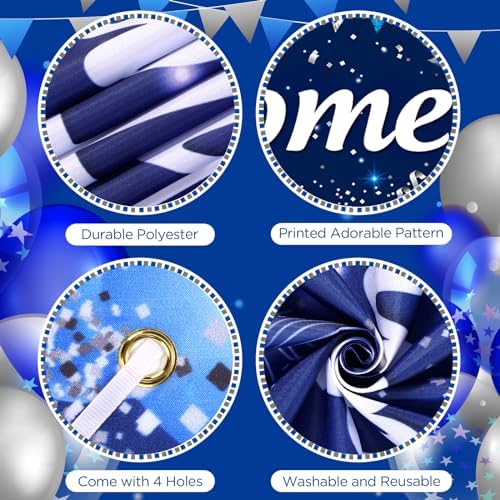 Blue Silver Welcome Team Yard Banner Sign with 18 Pcs Balloons for Office Party Decor - Image 7