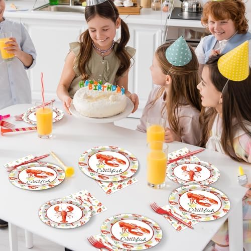 Qyeahkj 100 Pcs Crawfish Boil Party Plates and Napkins Set Crawfish Party Decorations Supplies Lobster Seafood Shrimp Boil Tableware Crawfish Crab Party Favors for Birthday Baby Shower Serve 25 - Image 6