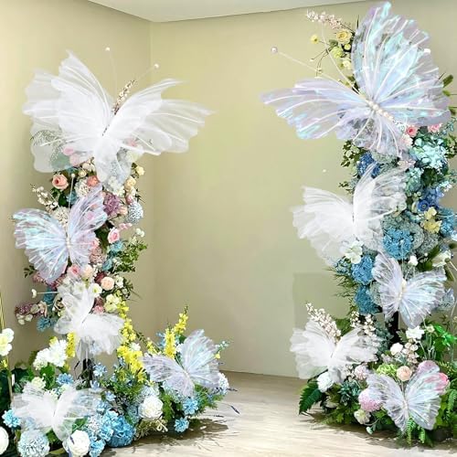 10 Pcs 24'' 20'' 12'' Large Laser White Pearl Butterfly Decoration 3 Sizes - Image 4