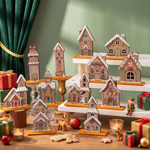 Wesiti 12Pcs Gingerbread Christmas Table Decorations, Gingerbread House Set - Image 6