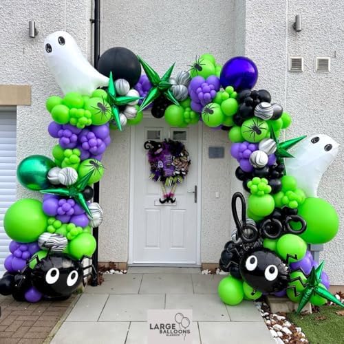 Halloween Balloon Garland Arch Kit, 131Pcs DIY Haloween Party Supplies Matte Black Metallic Purple Lime Green Balloon with Eye Balloons for Halloween Day Haunted House Theme Party Decorations - Image 3