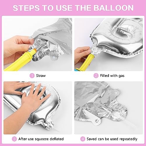 Silver Happy Birthday Balloons Banner (3D Silver Lettering) Mylar Foil Letters | Inflatable Party Decor and Event Decorations for Kids and Adults | Reusable, Ecofriendly Fun - Image 6