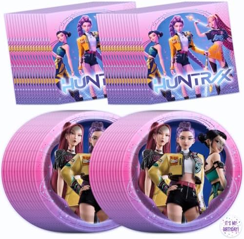 KPop Plates and Napkins 32-Pack - Demon Hunters Birthday Decorations by Unique