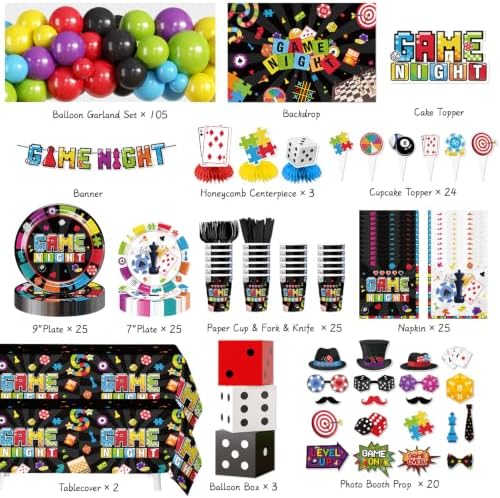 Cocomigo 314Pcs Game Night Decorations, All-in-One Party Set Serves 25 - Image 2