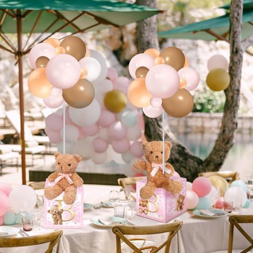 Lenwen 6 Sets Baby Letter Boxes Baby Shower Decor, Bear, Pink - Image 6