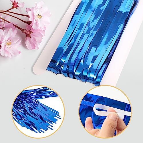 10 Pack Blue Backdrop Curtain 3.2ft x 8.2ft Metallic Tinsel Foil Fringe Curtains Photo Booth Background for Birthday Party Decoration Baby Shower Engagement Wedding Christmas Decoration (Blue) - Image 4