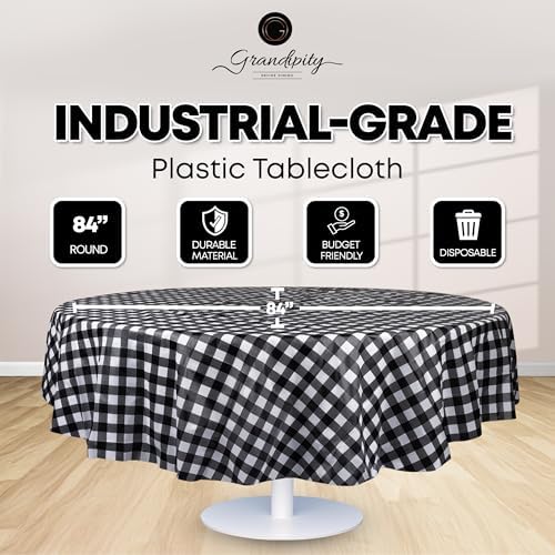 Grandipity Plastic Table Cloth Disposable 12 Pack 84" Round Gingham - Image 2