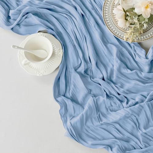 6 Pack Blue Cheesecloth Table Runner 35"×120" Gauze Fabric Table Runner - Image 2