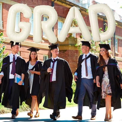 40 Inch Beige GRAD Balloons for Graduation Party Decorations, Large Cream White Sand Grad Balloons Letter, Ivory Alphabet Grad Banner Sign for Class of 2026 Congrats Grad Party Decor Supplies - Image 4