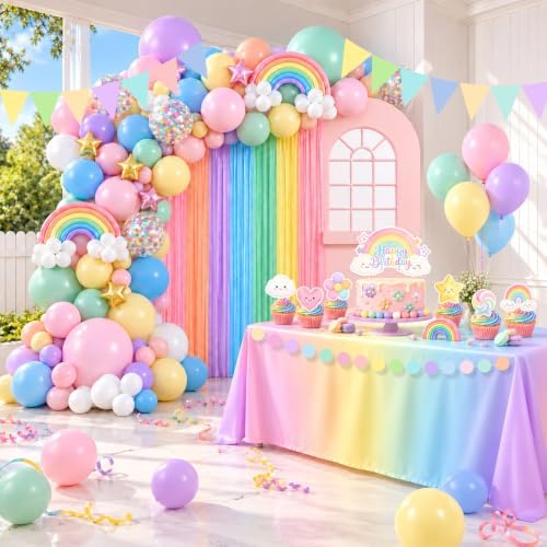 Pastel Birthday Decorations Rainbow Birthday Party Decorations Serve 20 - Image 7