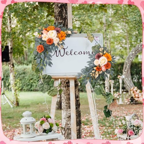 Wedding Arch Flowers Fall 2 Pcs, Fabric Floral Swag for Ceremony - Image 3