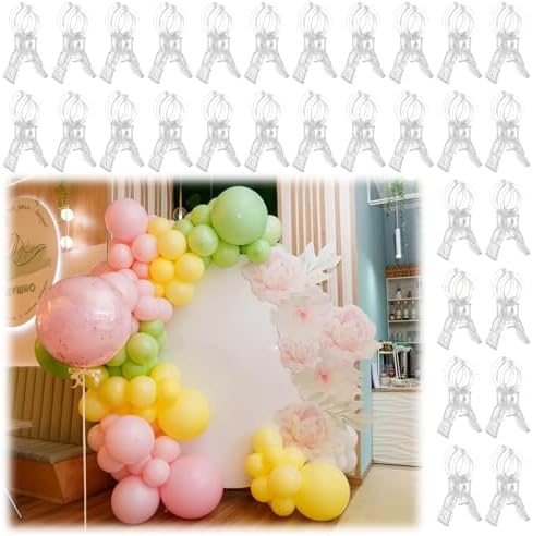 LemonRoad 30 Pack Large Balloon Arch Clips Spring Clamp for Backdrop, Clear by Unknown