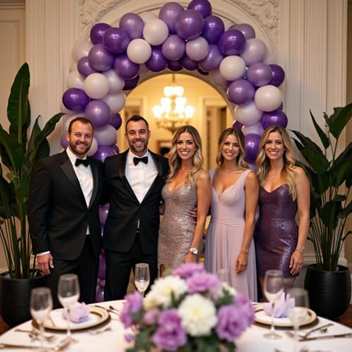 412Pcs Purple Balloon Garland Arch Kit,18 12 10 5 Inch Different Size Lavender Latex Metallic Silver Balloons for Butterfly Birthday Girls Women Wedding Birthday Baby Shower Party Decorations - Image 5