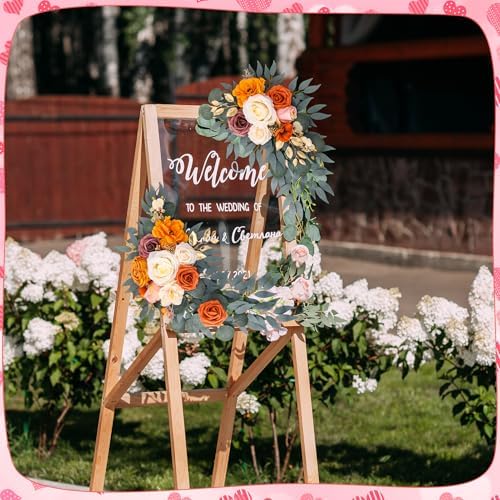 Wedding Arch Flowers Fall 2 Pcs, Fabric Floral Swag for Ceremony - Image 6