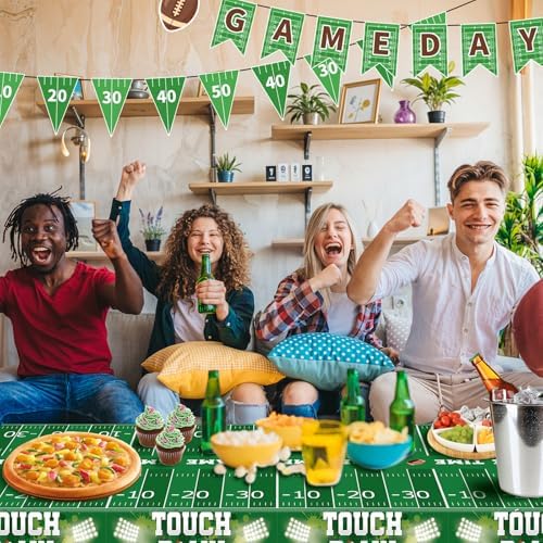 NatNarr 3 Pack Plastic Football Tablecloths, Superbowl Party Decorations - Image 5