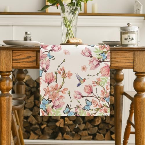 Artoid Mode Flower Bird Butterfly Spring Table Runner Home Decor 13x48 Inch - Image 2